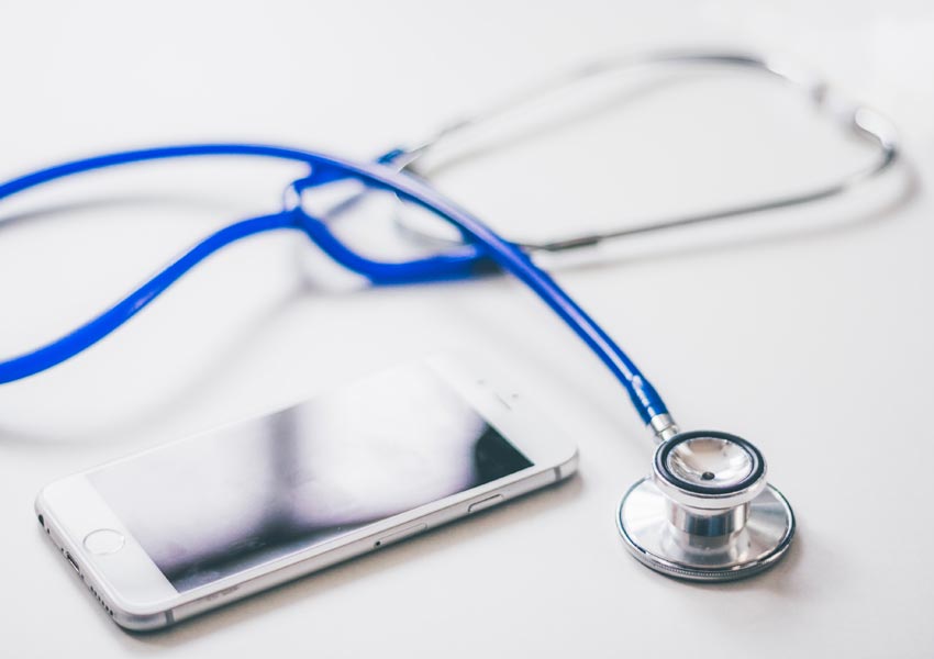 image of a phone and a stethoscope